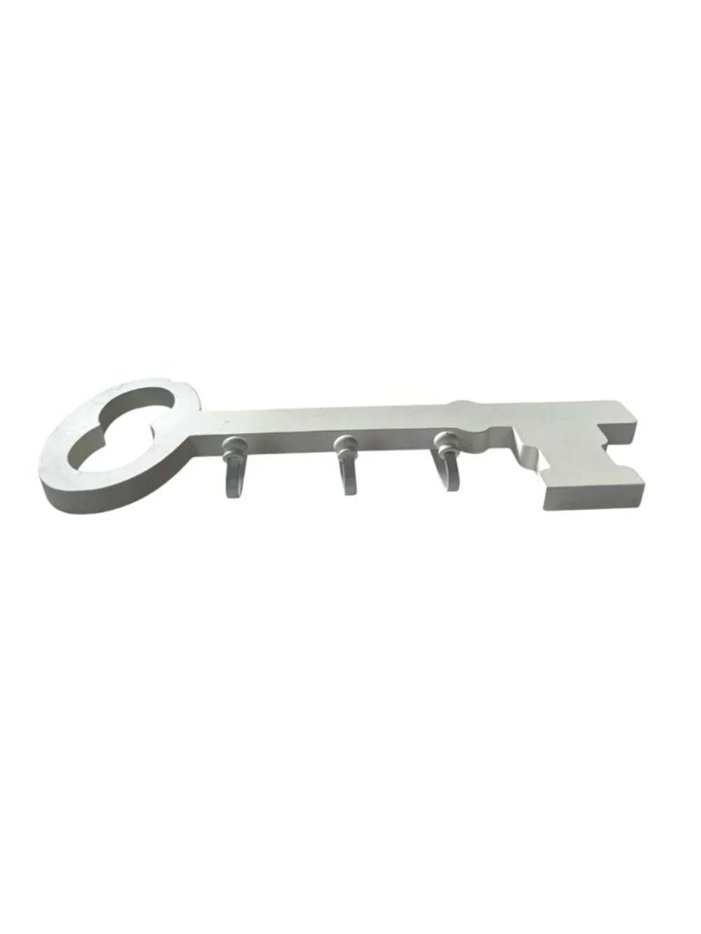 Key-Shaped Wall-Mounted White Key Holder With 4 Hooks For Organizer Décor